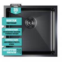 картинка Мойка подст.монтаж 45х42 (3,0) вып 3 1/2  MIXLINE PRO 20см с сифоном (черный графит) от магазина Faberna.ru