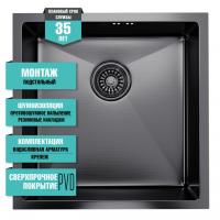 картинка Мойка подст.монтаж 45х45 (3,0) вып 3 1/2  MIXLINE PRO 20см с сифоном (черный графит) от магазина Faberna.ru
