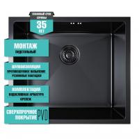 картинка Мойка подст.монтаж 50х44 (3,0) вып 3 1/2  MIXLINE PRO 20см с сифоном (черный графит) от магазина Faberna.ru
