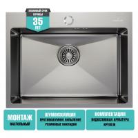 картинка Мойка настол.монтаж 60х45 (3,0) вып 3 1/2  MIXLINE PRO 22см с сифоном (сатин) от магазина Faberna.ru