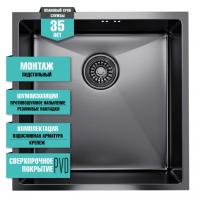 картинка Мойка подст.монтаж 50х50 (3,0) вып 3 1/2  MIXLINE PRO 20см с сифоном (черный графит) от магазина Faberna.ru