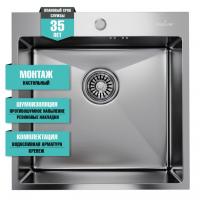 картинка Мойка настол.монтаж 50х50 (3,0) вып 3 1/2  MIXLINE PRO 20см с сифоном (сатин) от магазина Faberna.ru