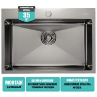 картинка Мойка настол.монтаж 65х45 (3,0) вып 3 1/2  MIXLINE PRO 22см с сифоном (сатин) от магазина Faberna.ru