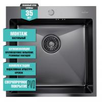 картинка Мойка настол.монтаж 50х50 (3,0) вып 3 1/2  MIXLINE PRO 20см с сифоном (черный графит) от магазина Faberna.ru