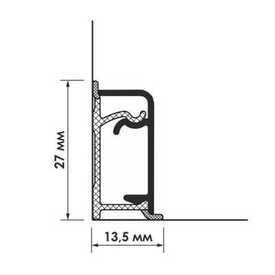 картинка Плинтус алюминиевый прямоугольный горизонтальный длина 3 метра чёрный матовый от магазина Faberna.ru